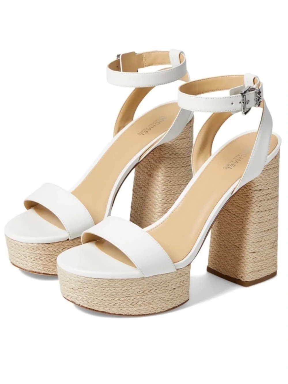 Mike Kors Women's Ashton Platforms  White Sandals with Ankle Strap (US 9.5) 😍🎁 - Picture 3 of 10